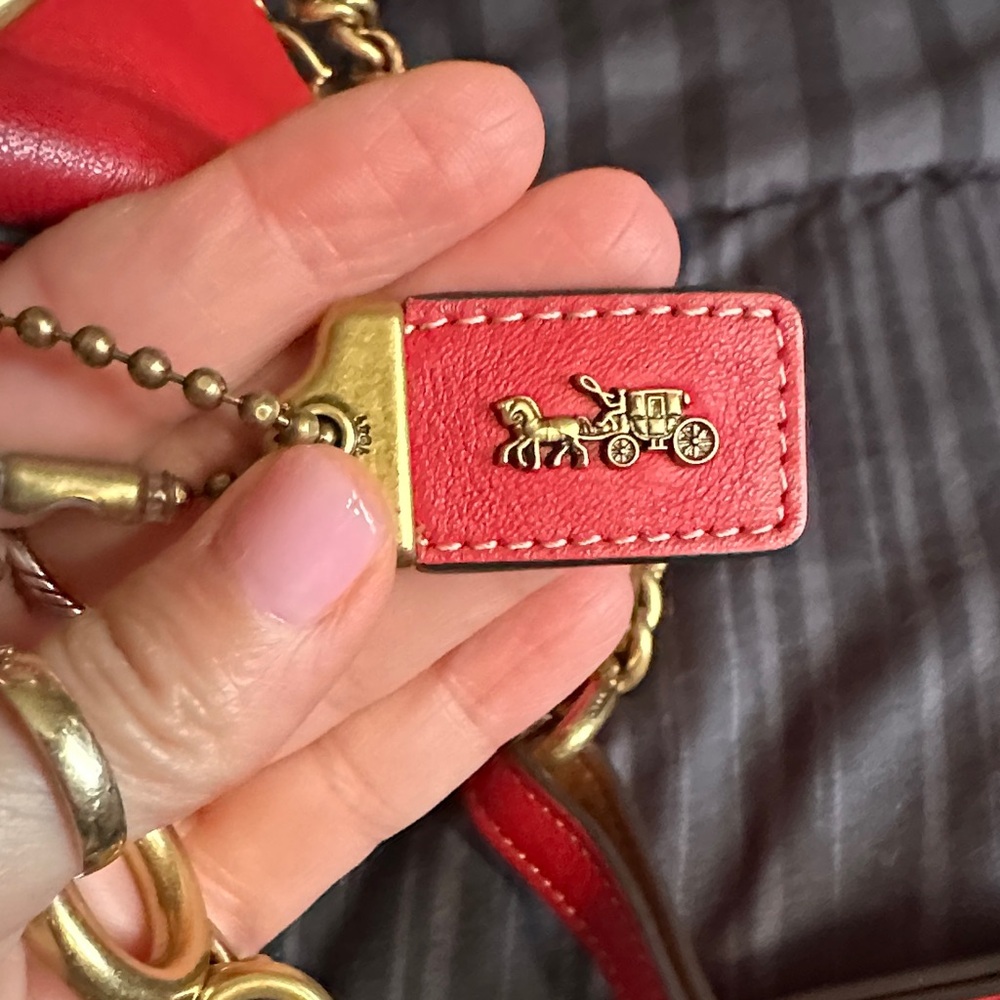 Red Leather Women's Bag with Chain Strap - Picture 8 of 11